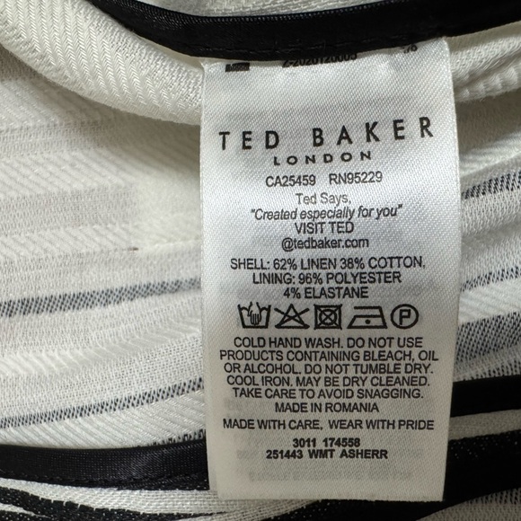 Ted Baker London Women’s Striped Tie Waist Cropped Pants Size 3 (US 8) - Picture 7 of 11